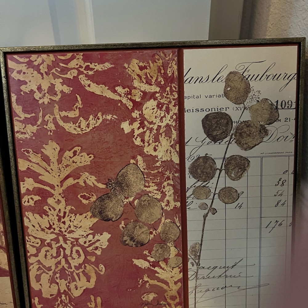 Red and Gold Botanical Wall Art